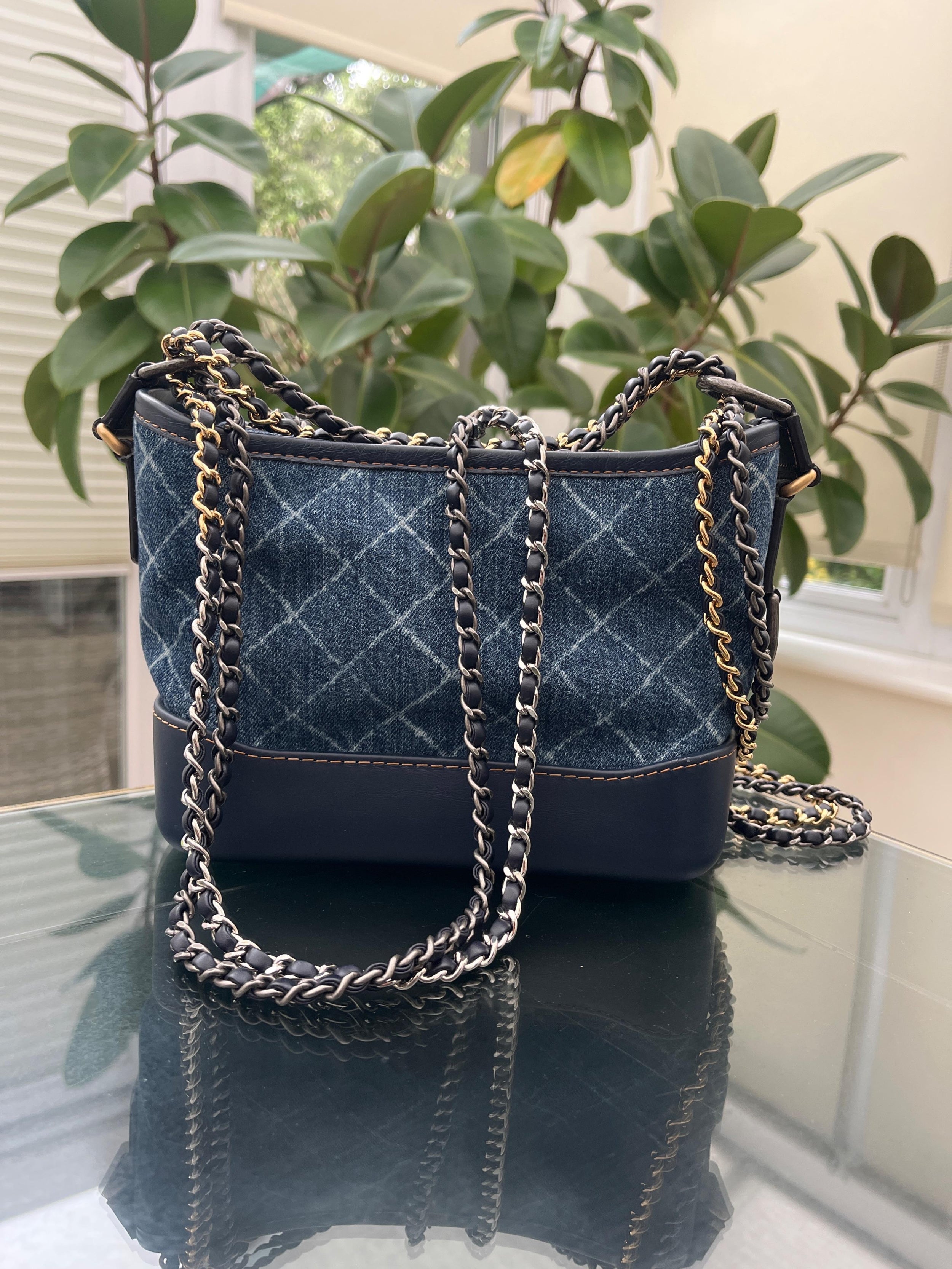 Chanel Small Denim and Calfskin Gabrielle Hobo