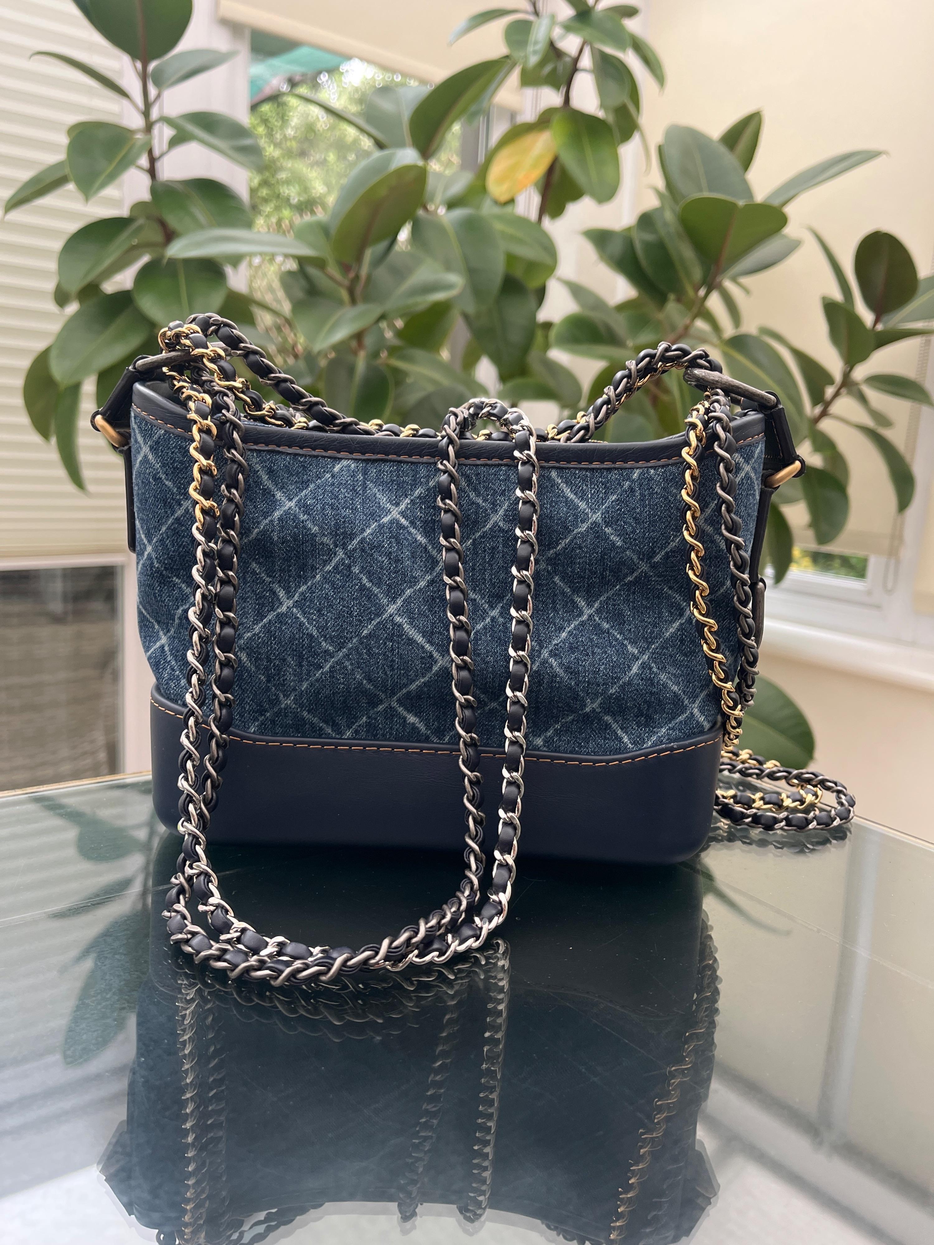 Chanel Small Denim and Calfskin Gabrielle Hobo