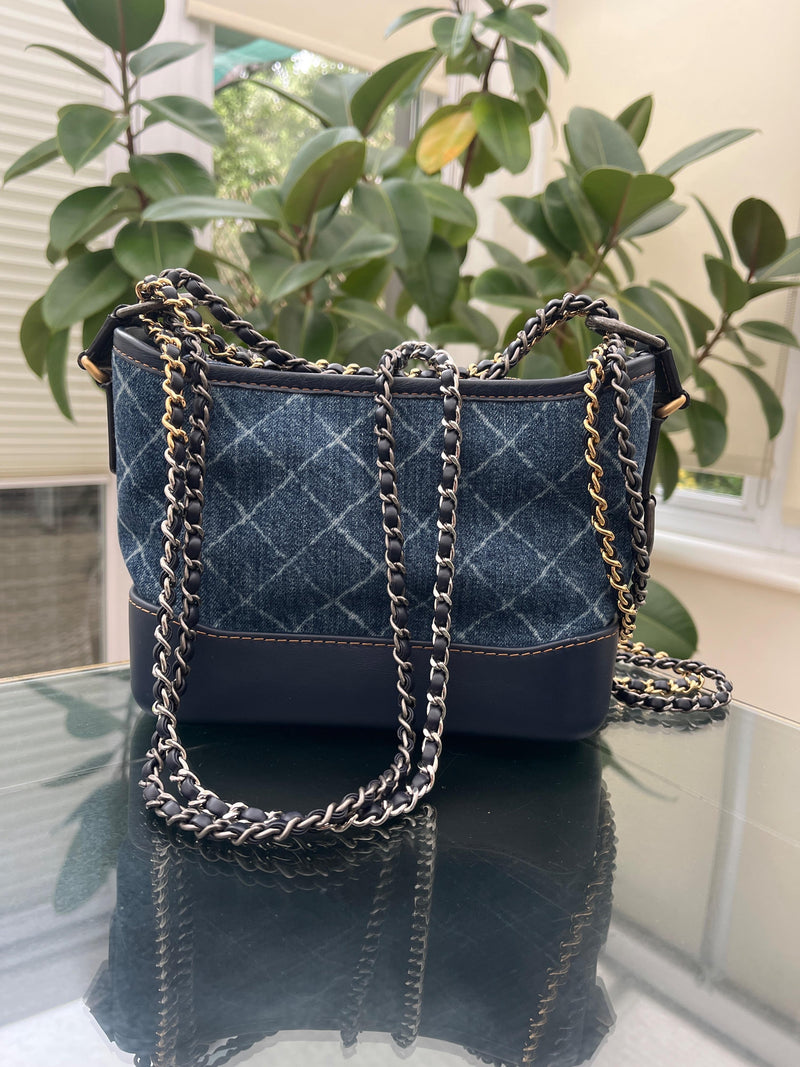 Chanel Small Denim and Calfskin Gabrielle Hobo
