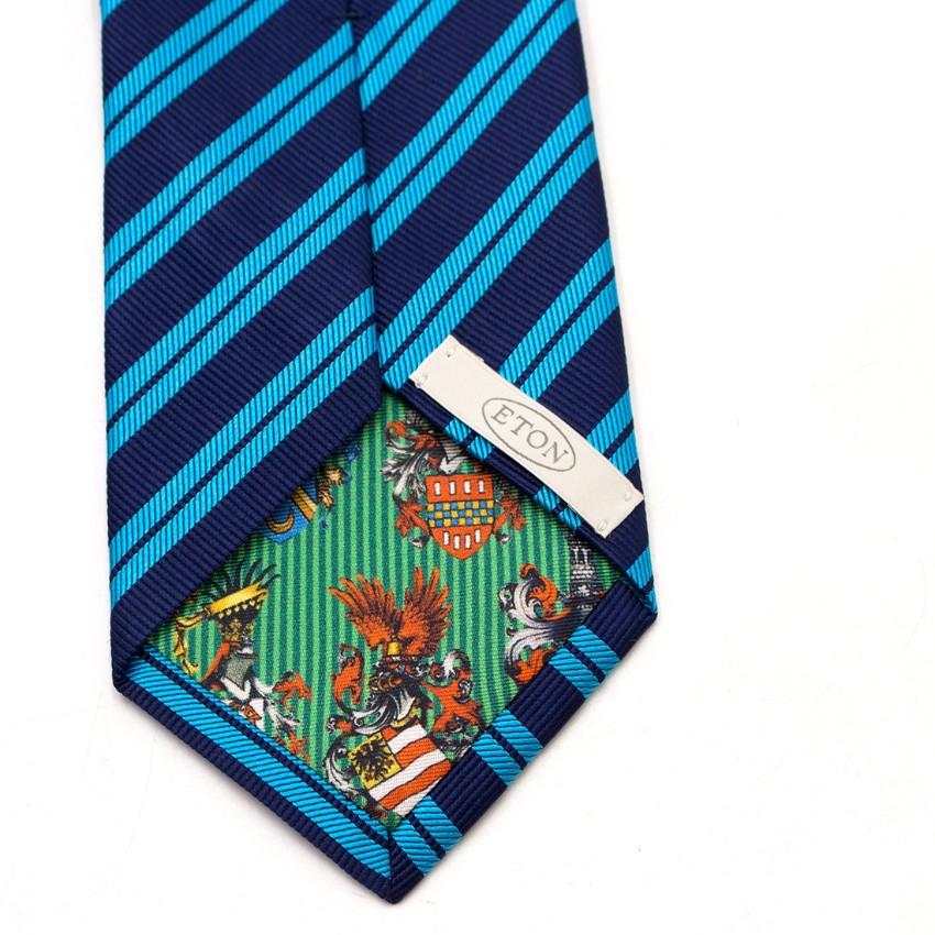 Eton Silk Diagonal Blue Stripe Tie