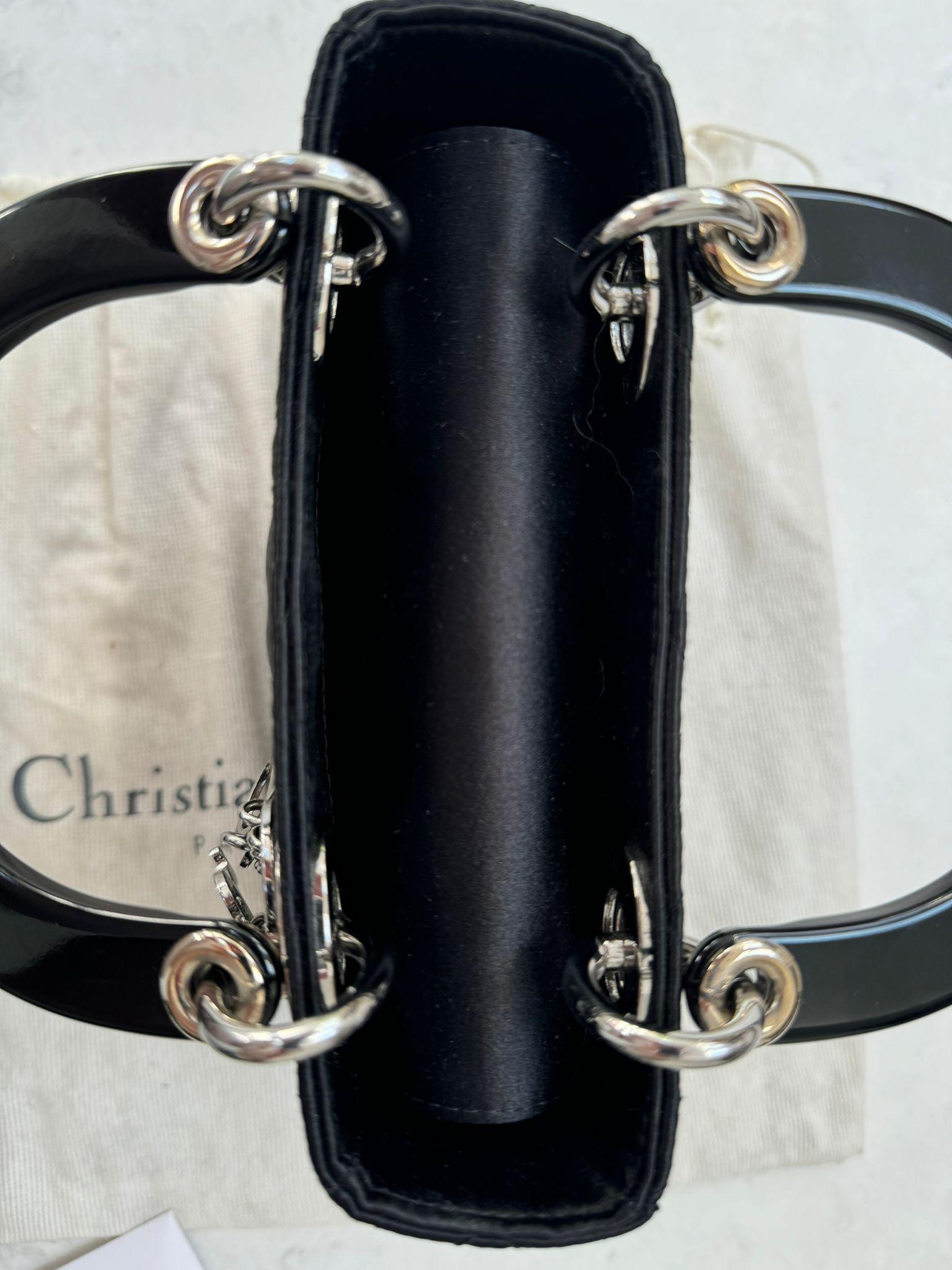 Mini Black Satin Lady Dior Bag