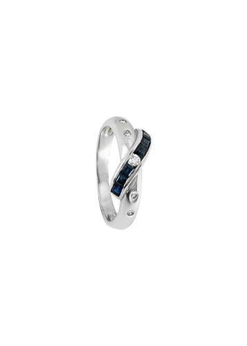 18ct white gold, diamond and sapphire dress ring 51.5EU