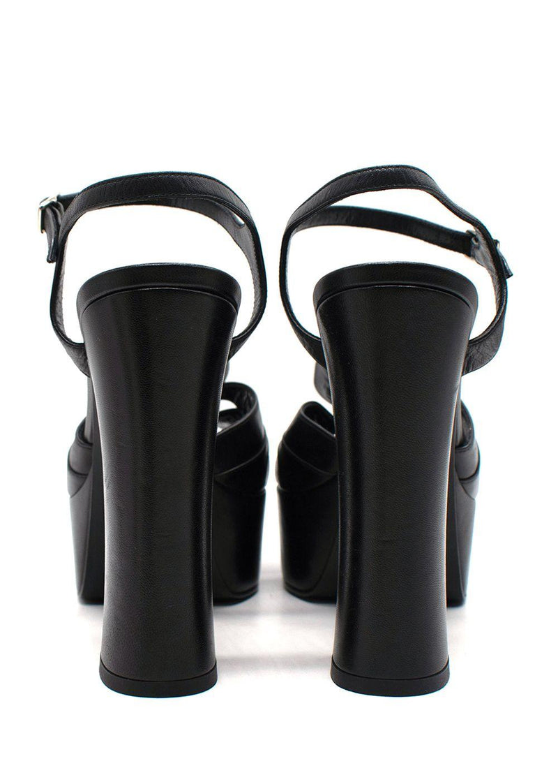 Saint Laurent Black Leather 'Bianca' Platform Heels