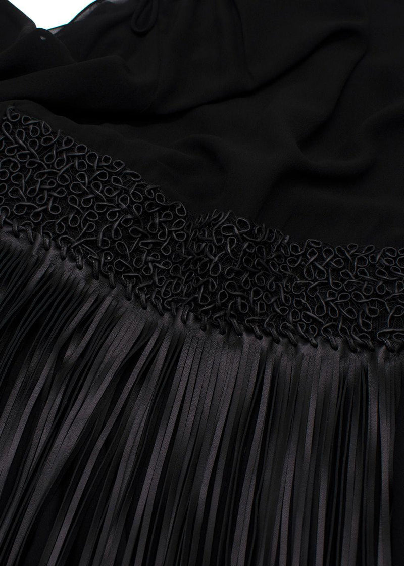Christian Dior Black Leather Fringe Tunic Mini Dress