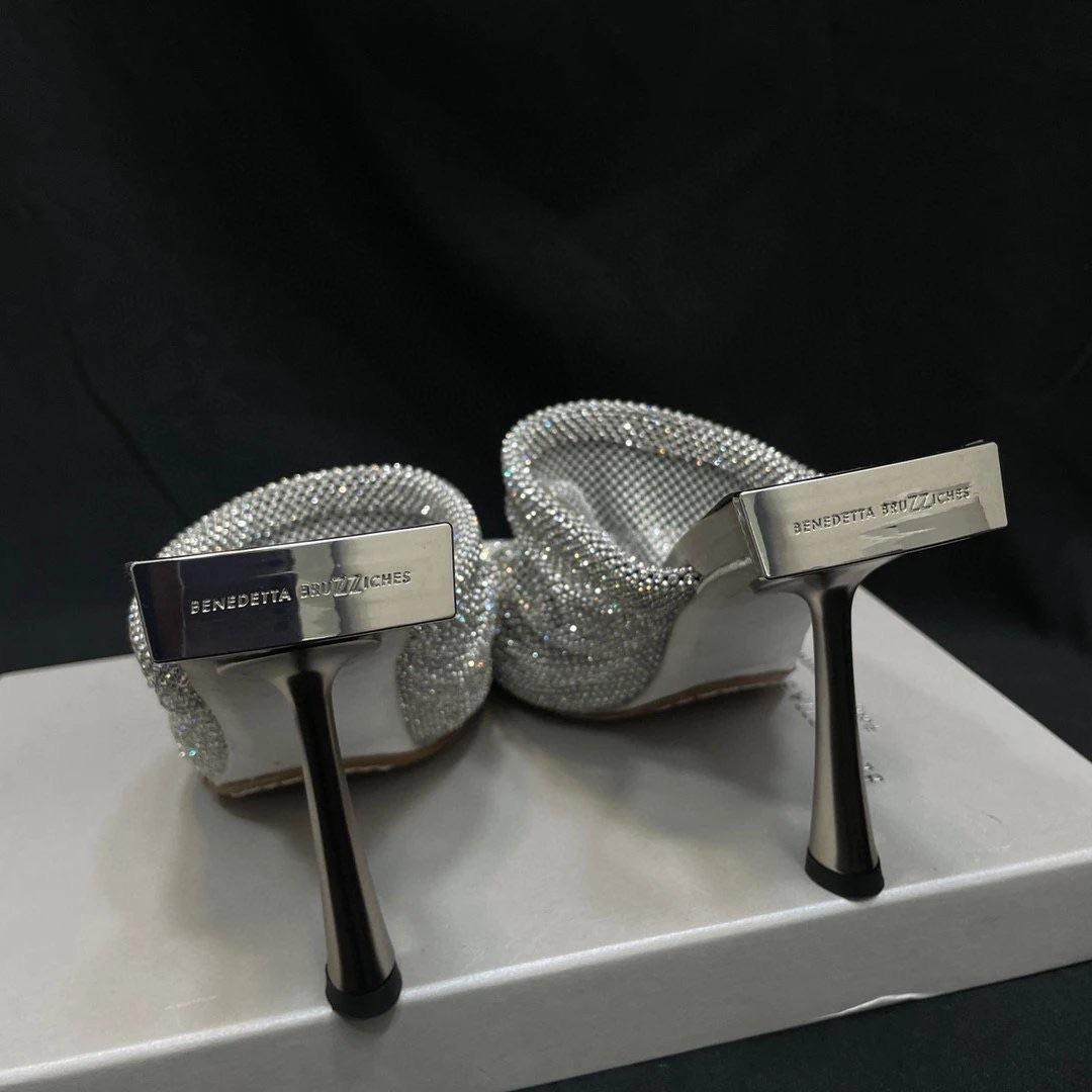 Benedetta Bruzziches Silver Rhinestone Mules