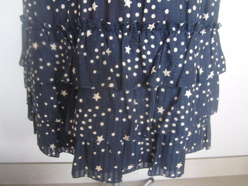 Marc by Marc Jacobs Blue White Star Print Ruffle Detail Dress