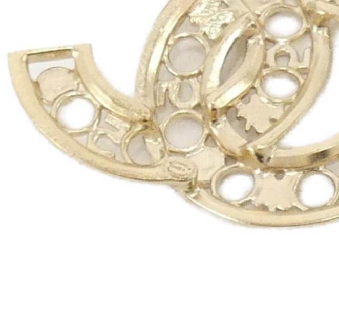 Chanel Coco Mark Double C Gold Metal Brooch