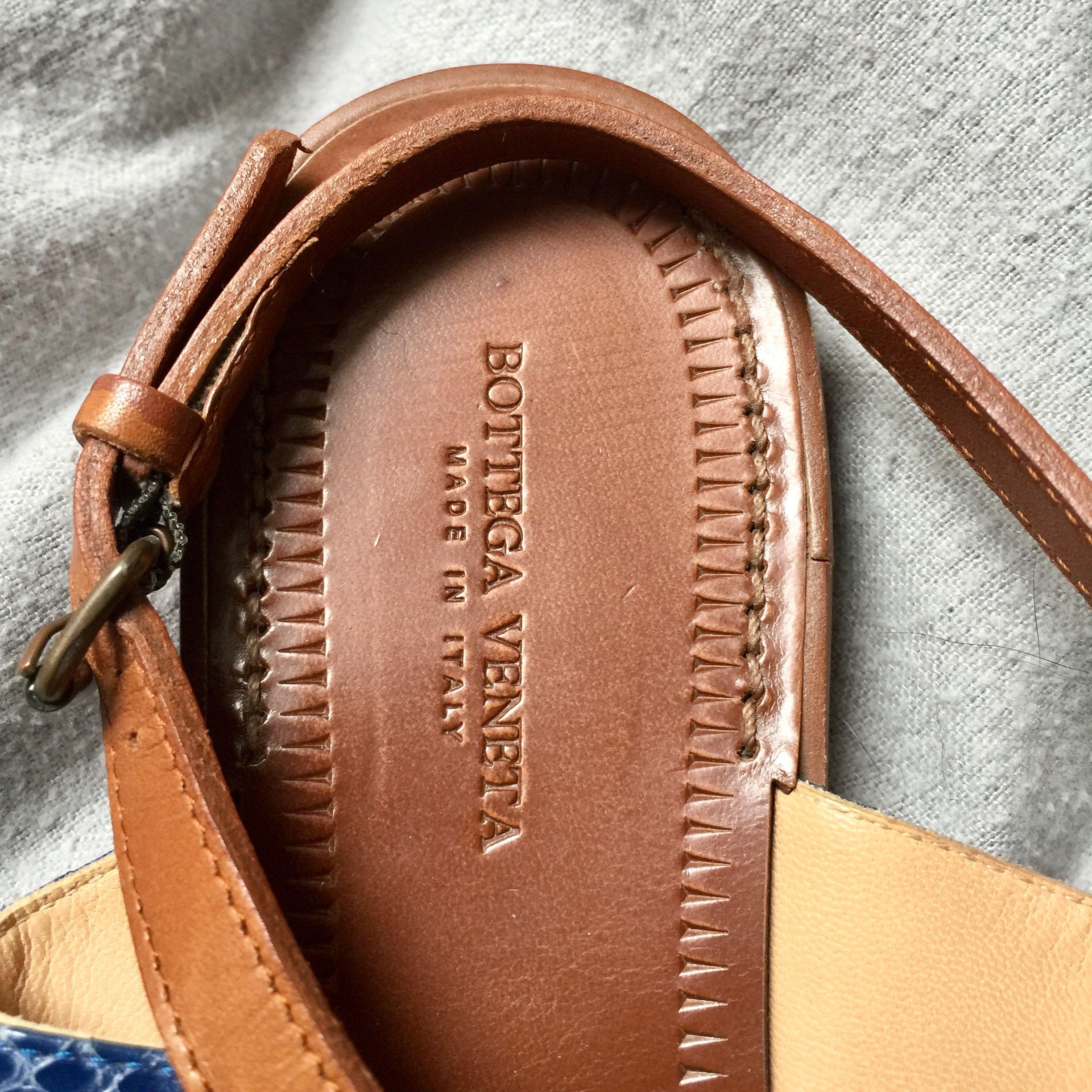 Tricolour snakeskin & tan leather sandals