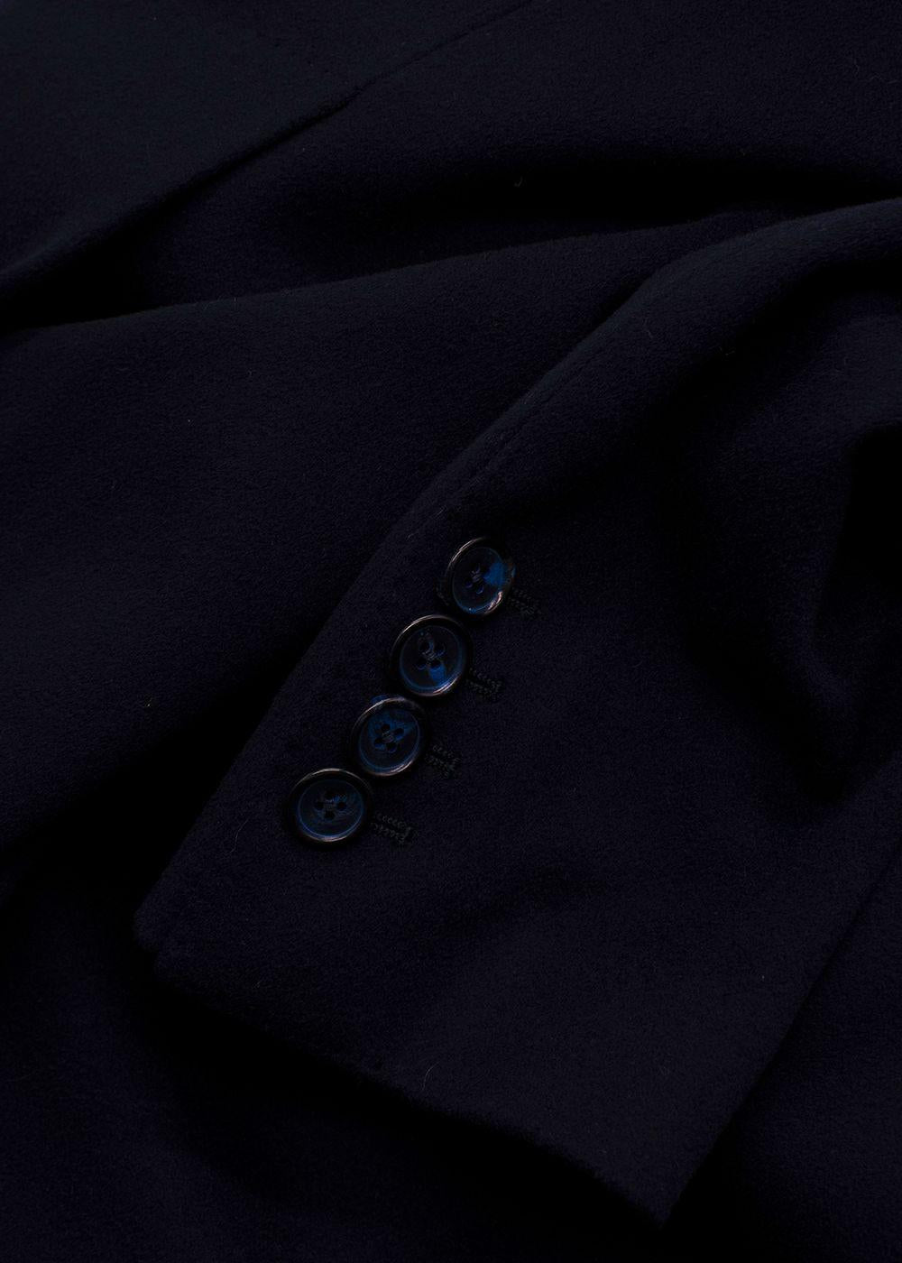 Dolce & Gabbana Navy Single Breasted Wool Coat
