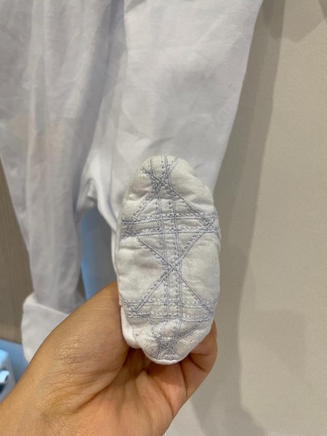 Cannage Embroidered Pale Blue Babygrow
