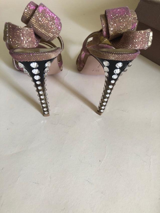 Gianvito Rossi Metallic Rose Gold Crystal Embellished Sandals