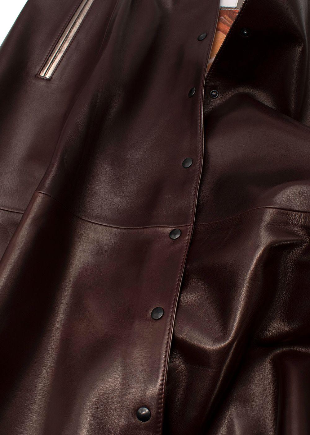 Alice Balas Burgundy Leather Button-Down A-Line Skirt