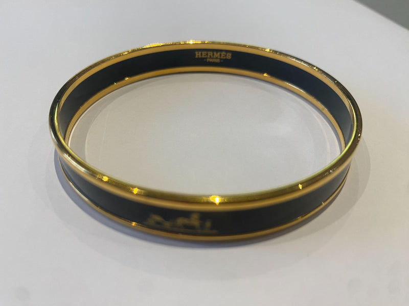 Slim Black Enamel Bangle