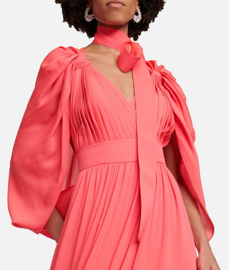 Elie Saab Pleated Silk Chiffon Gown