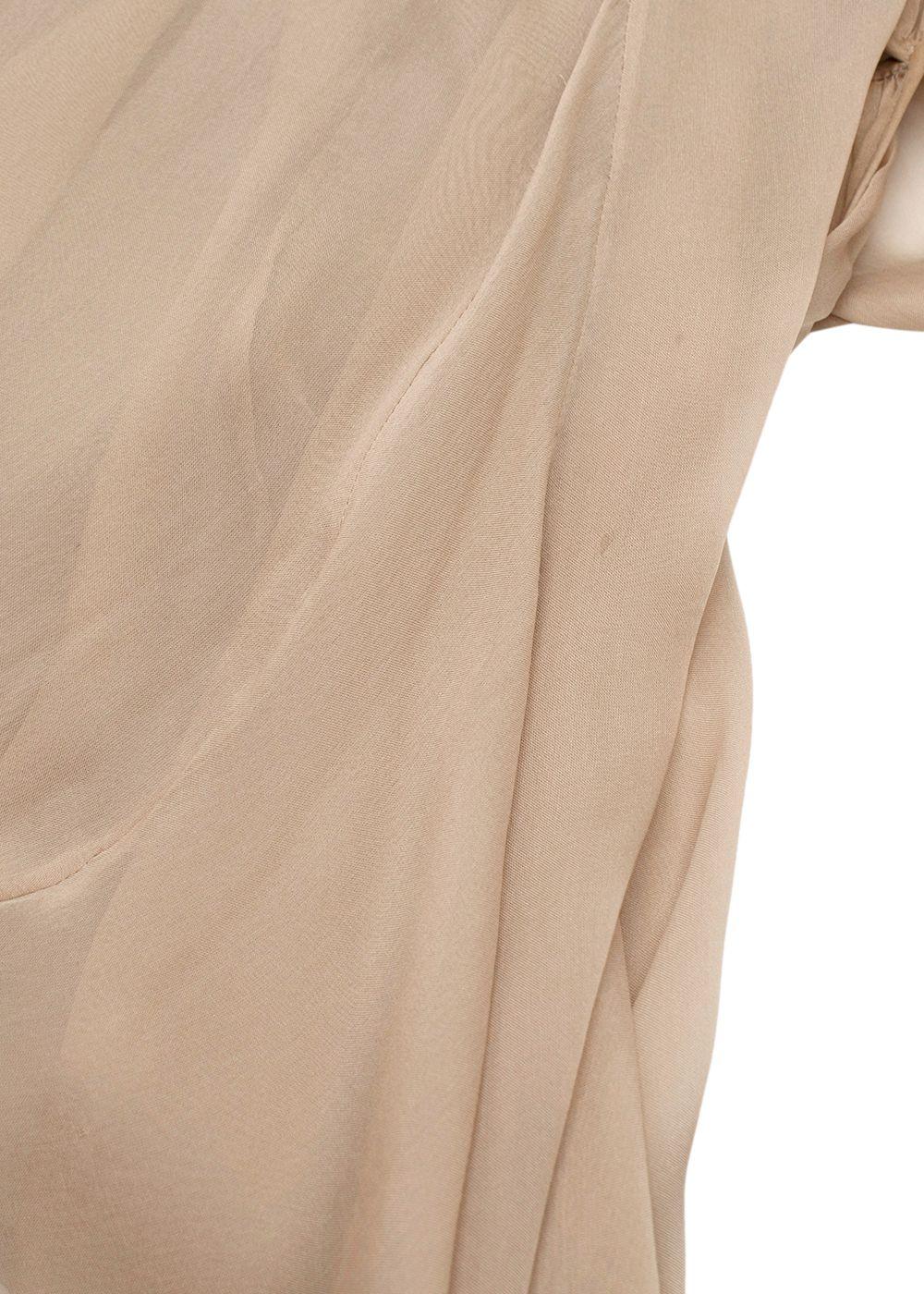 Alberta Ferretti Camel Silk Chiffon Draped Midi Dress