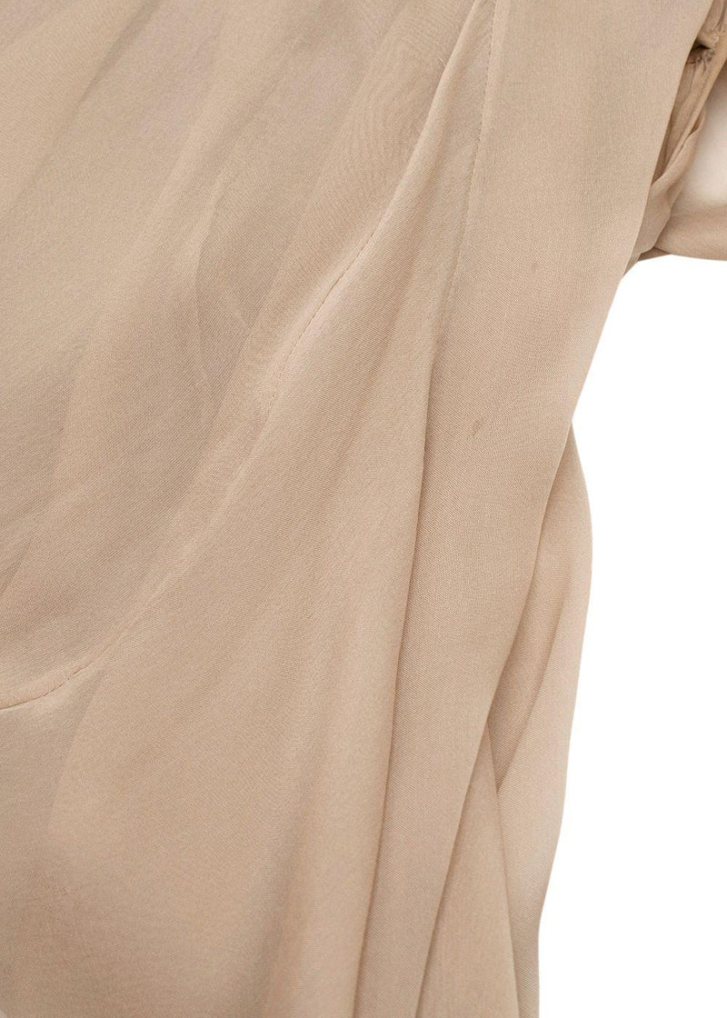Alberta Ferretti Camel Silk Chiffon Draped Midi Dress