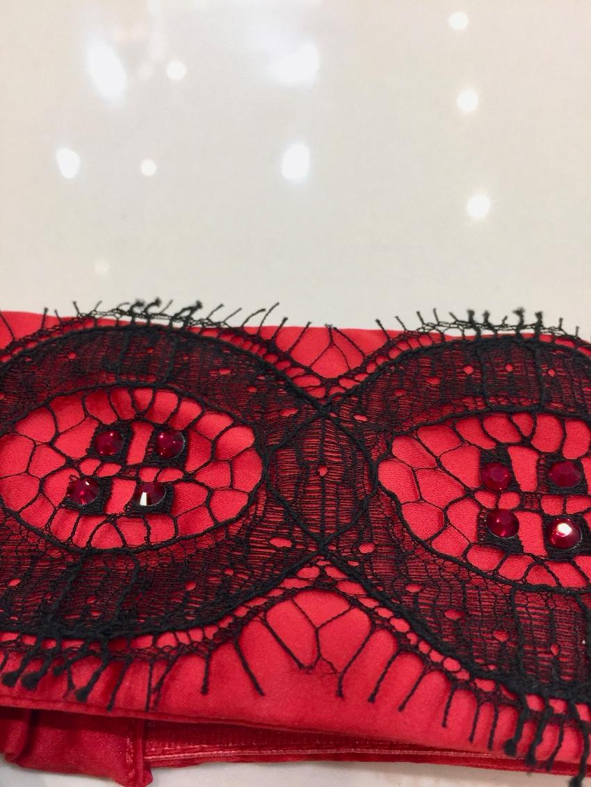 Spoylt Couture Rouge Satin & Leavers Lace Garter