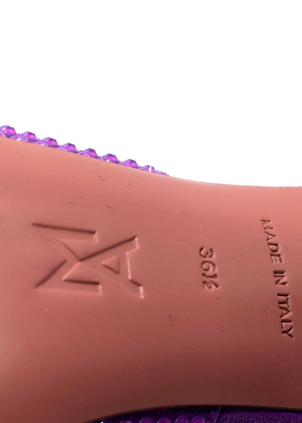 Amina Muaddi Purple Crystal Embellished Lupita Mules