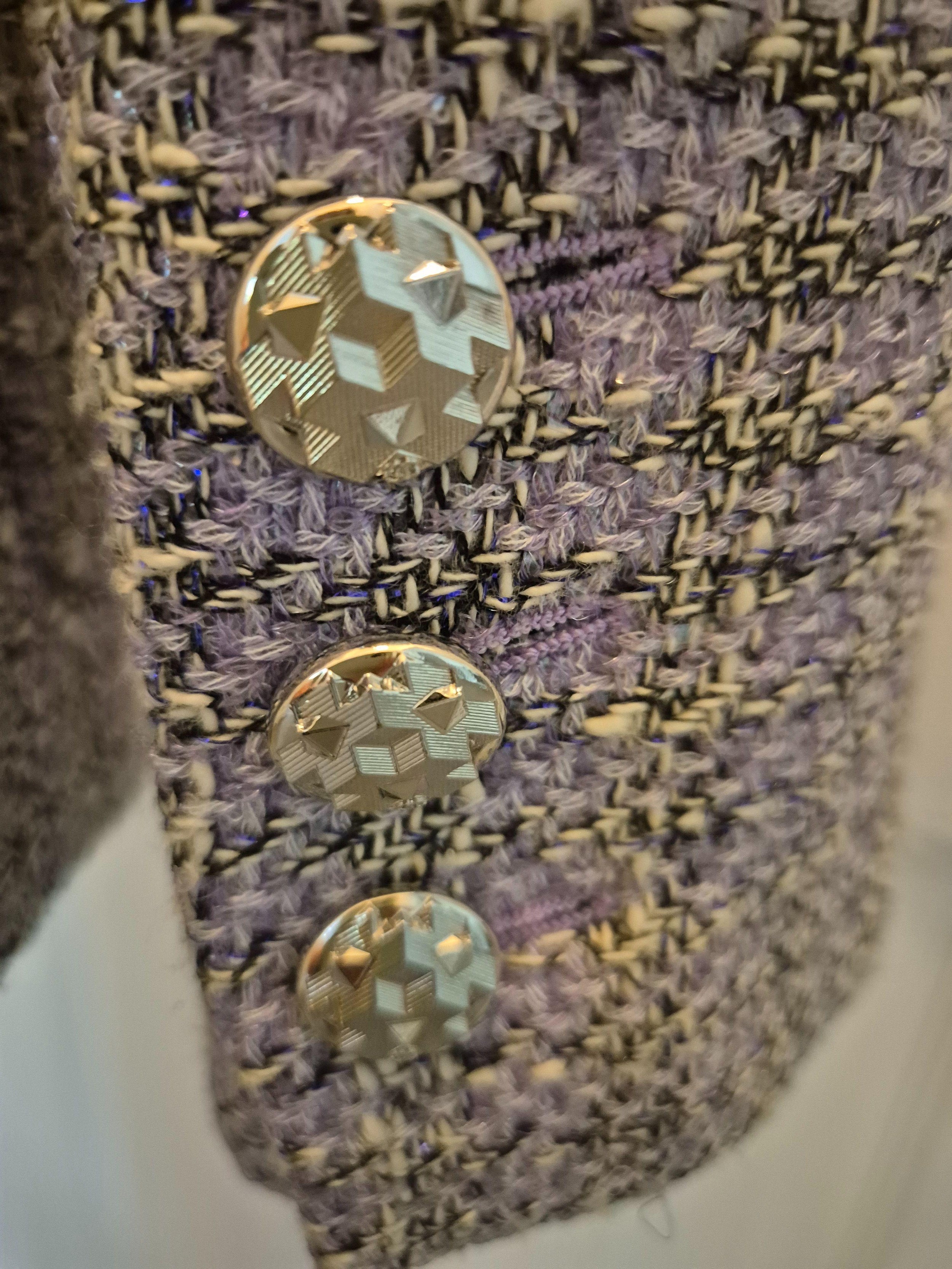 Chanel Lilac Single Breasted Tweed Blazer