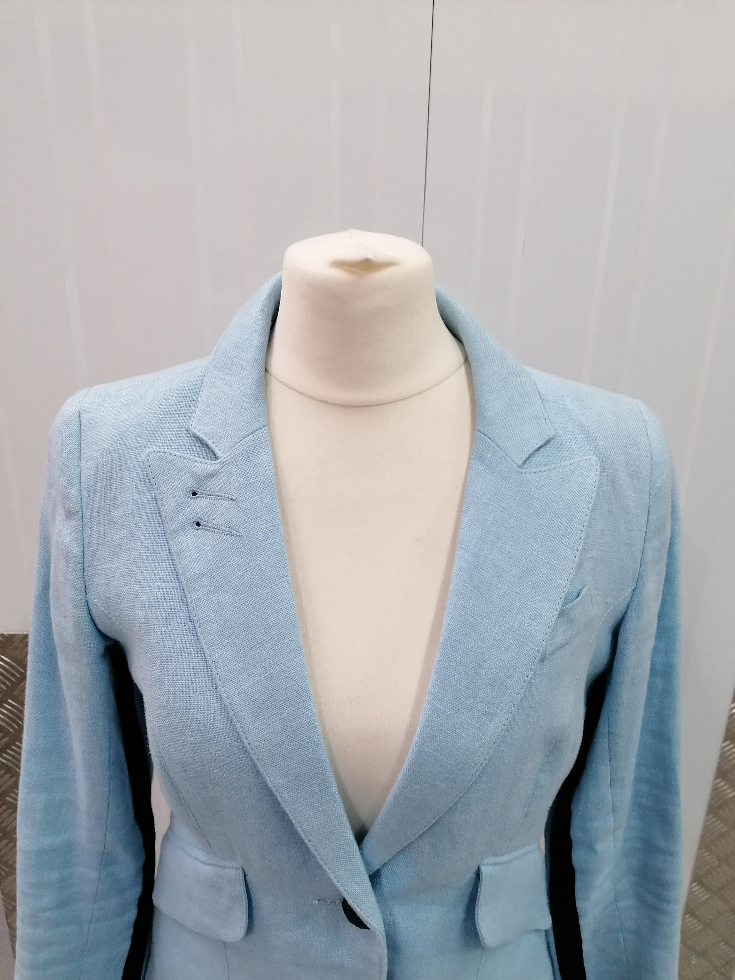 Smythe Blue Linen Single Breasted Blazer