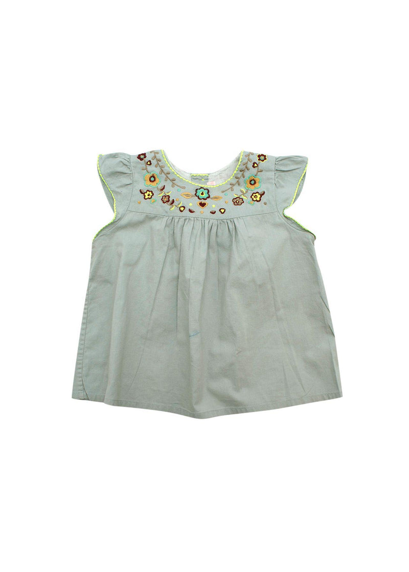 Sea Blue Embroidered Kids 18M Top