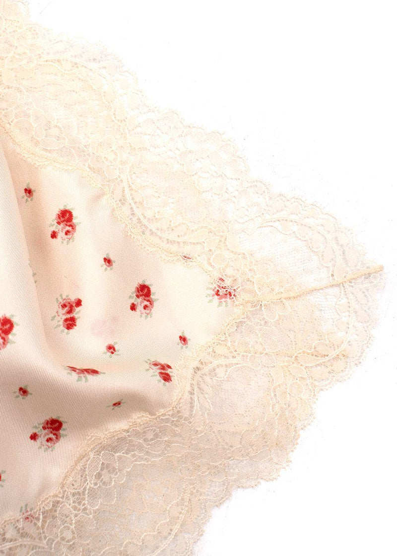 Gucci Rose Print Silk Lace Trimmed Cami Top
