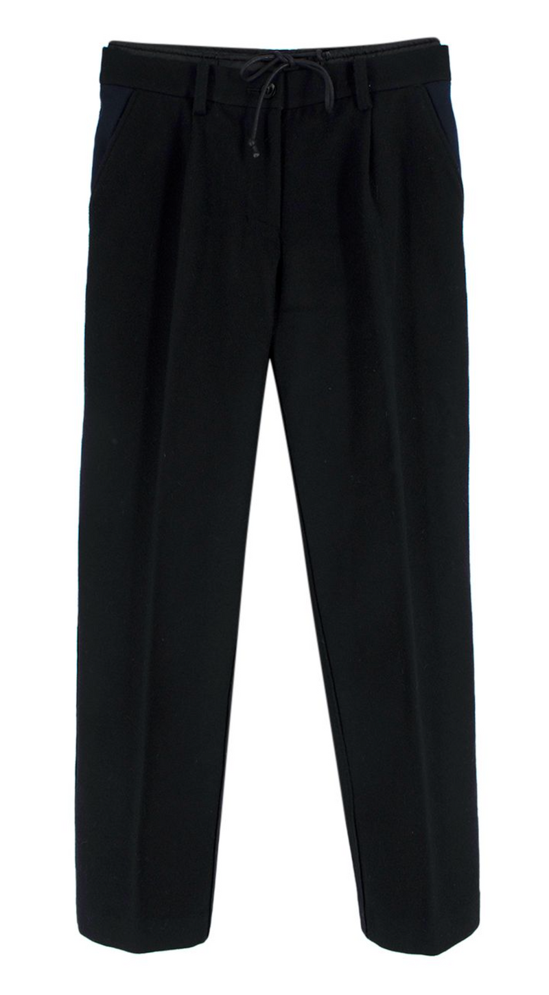 Sacai Luck Nylon Trimmed Black Wool Pants