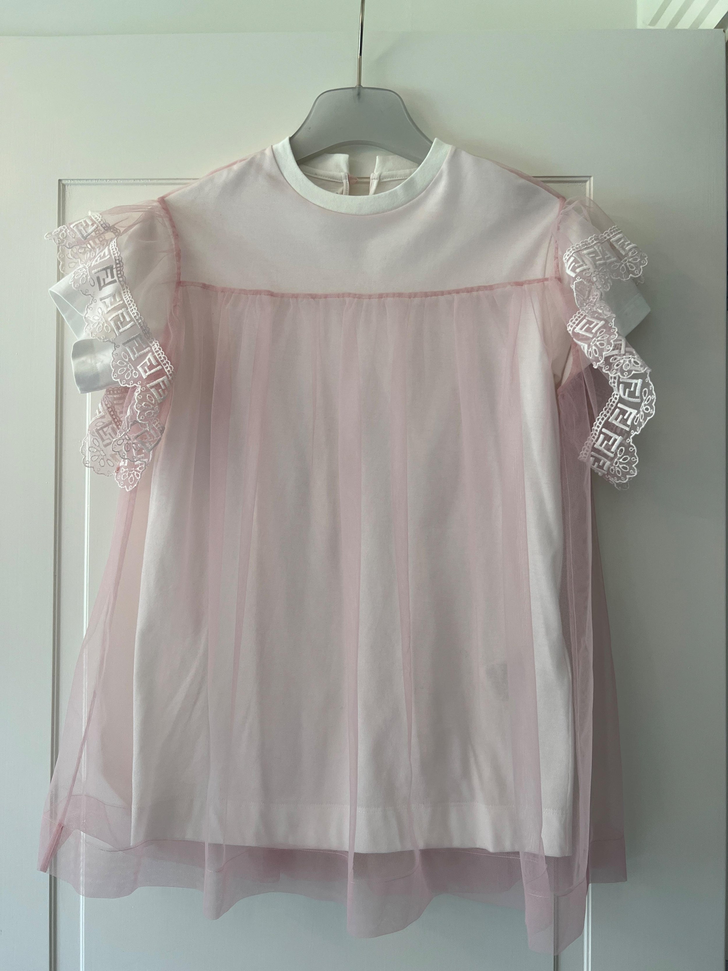 Kids 6Y Pink & White Tulle Dress