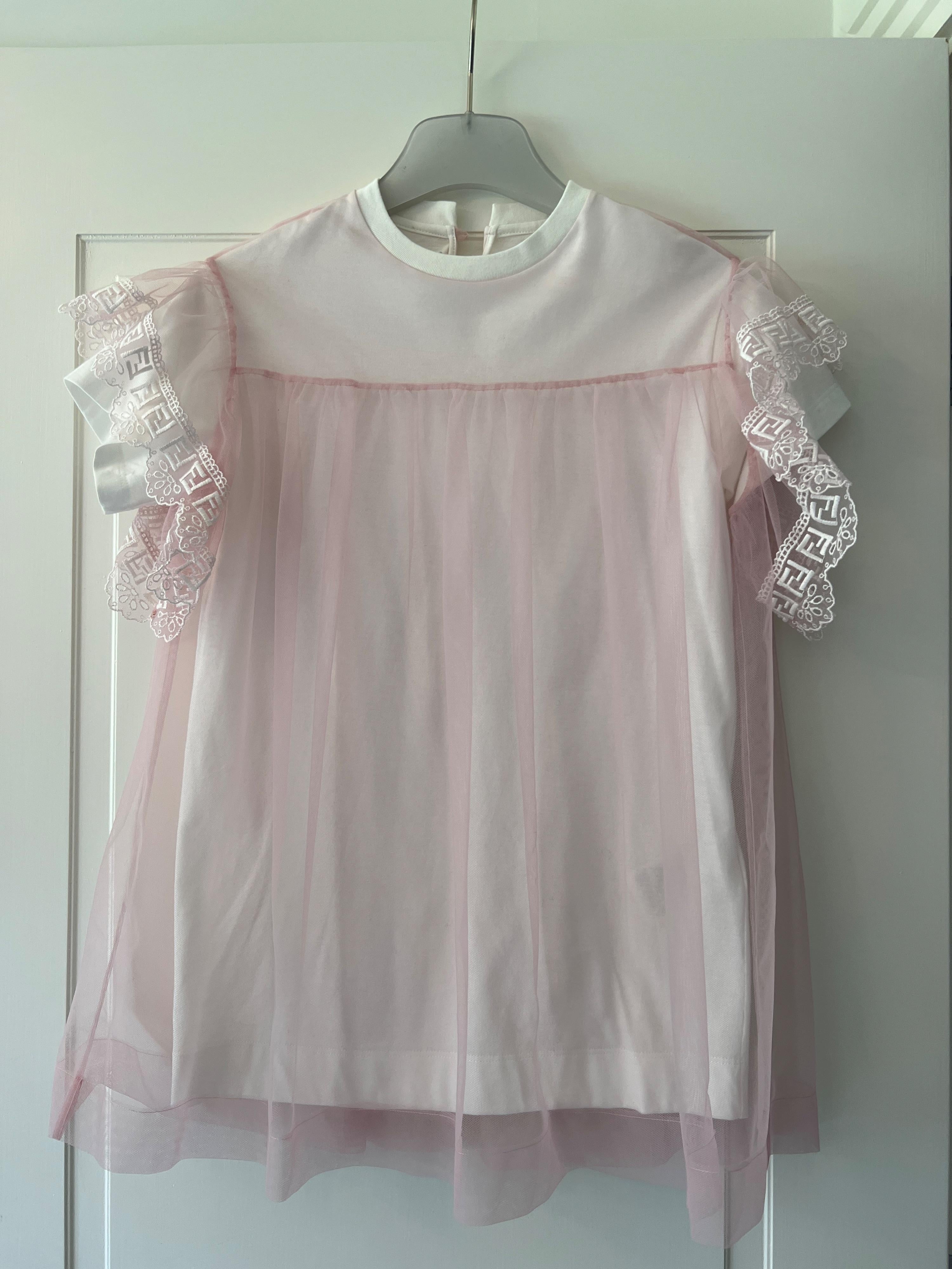 Kids 6Y Pink & White Tulle Dress