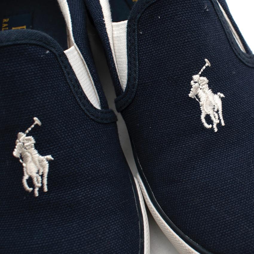 Polo Ralph Lauren Navy Canvas Pony Logo Trainers