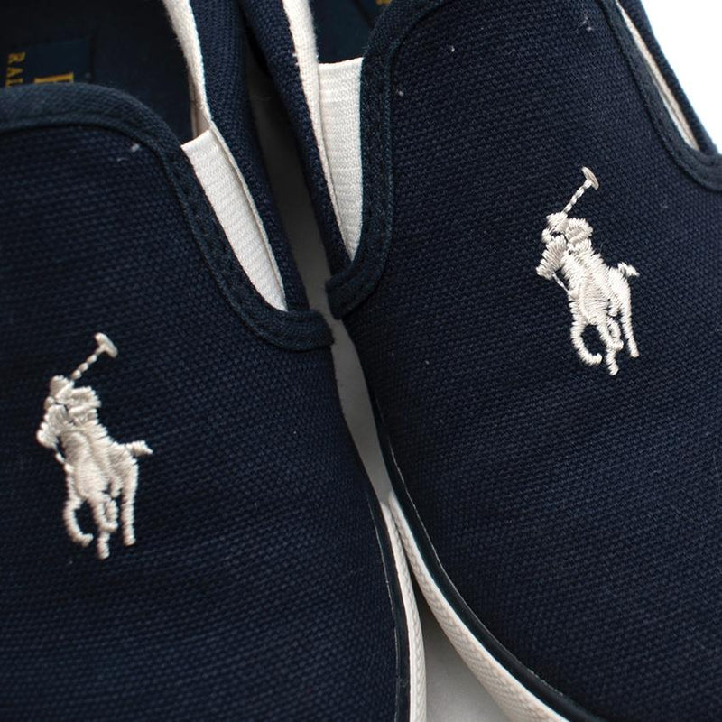 Polo Ralph Lauren Navy Canvas Pony Logo Trainers