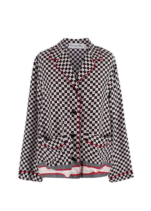 Dior Black and White Check Heart Silk Shirt