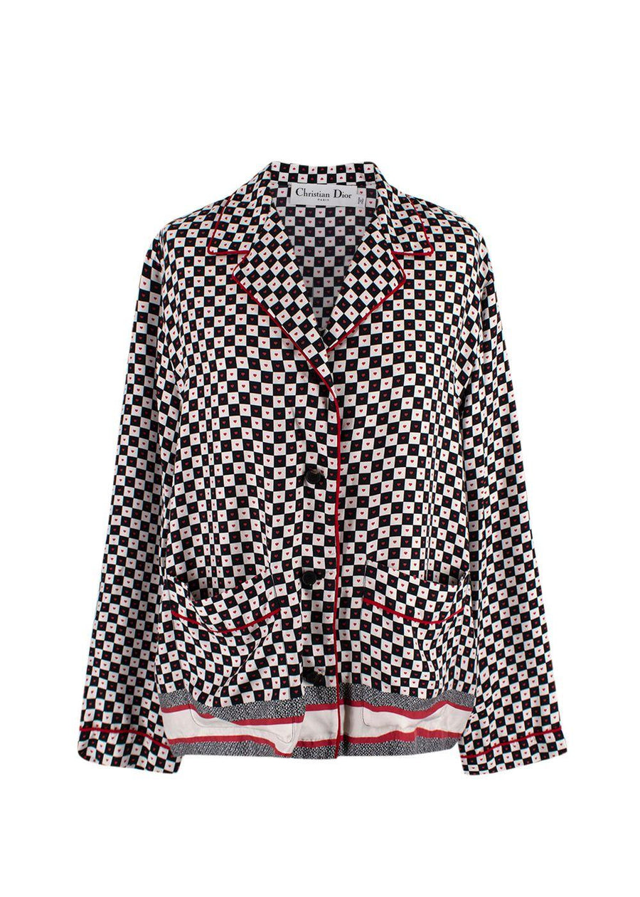 Dior Black and White Check Heart Silk Shirt