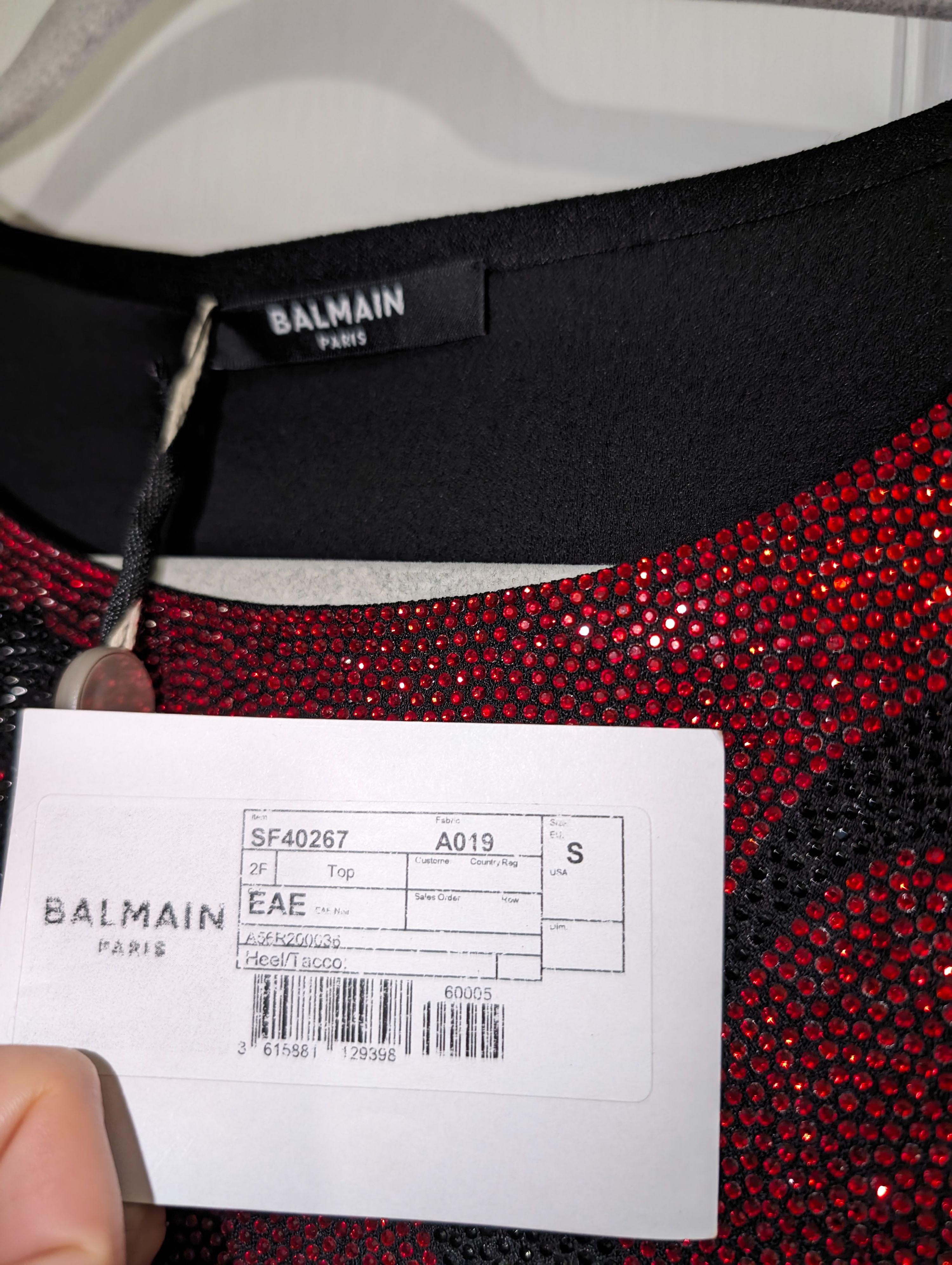 Balmain x Puma Red Crystal & Mesh Top