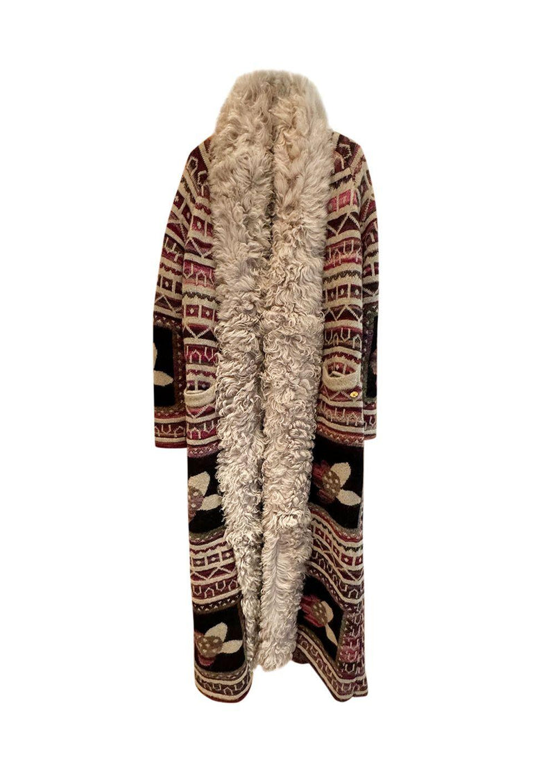 Chanel Printed Fur Trimmed Longline Cardigan