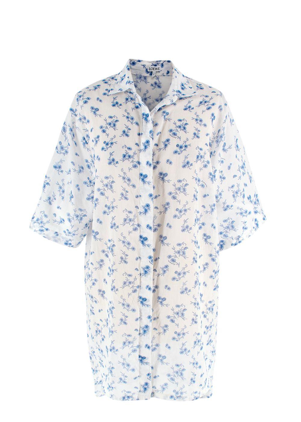 Loewe White Floral Oversized Cotton Shirt