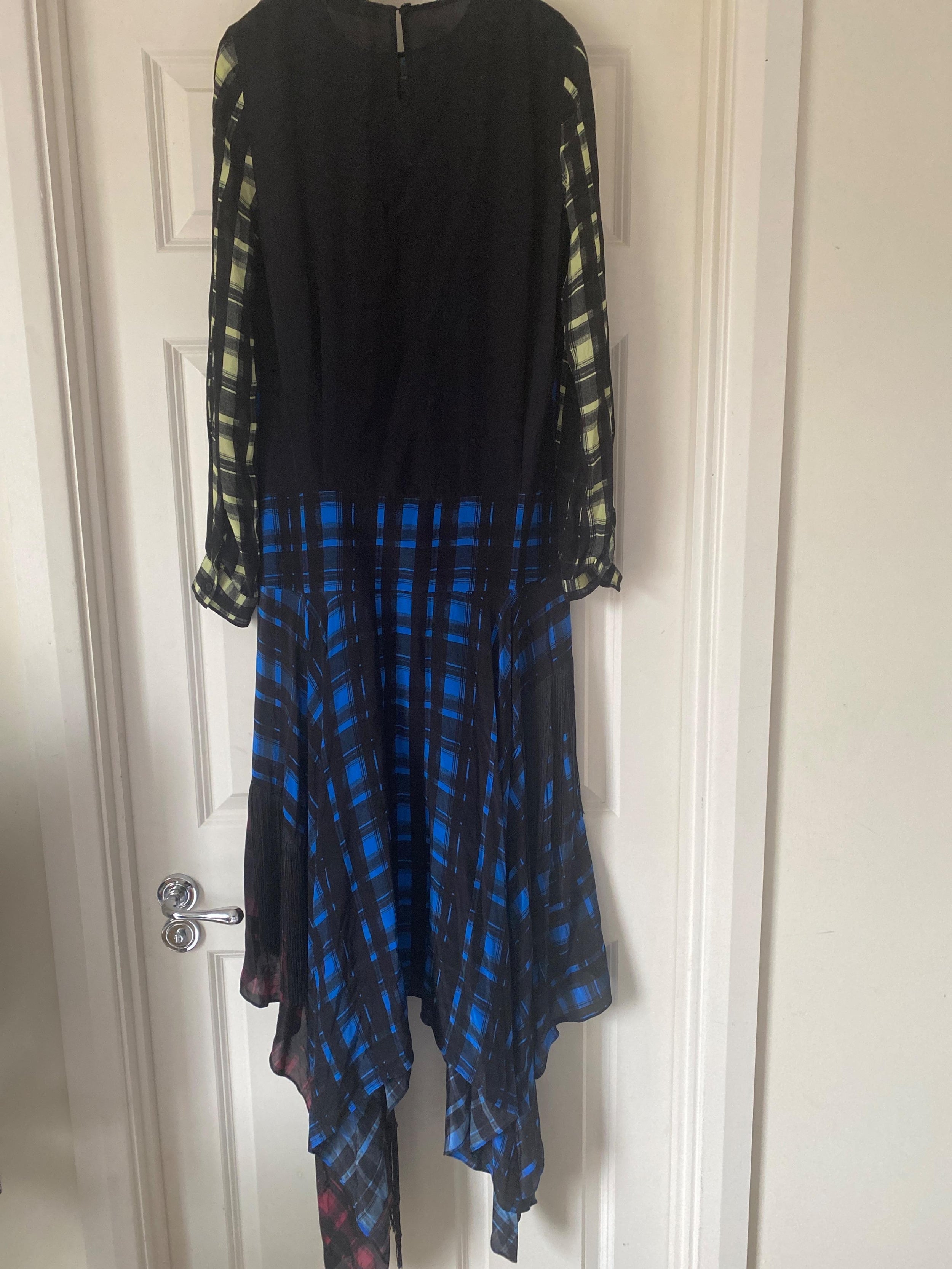 Asymmetrical Hem Tartan Print Dress