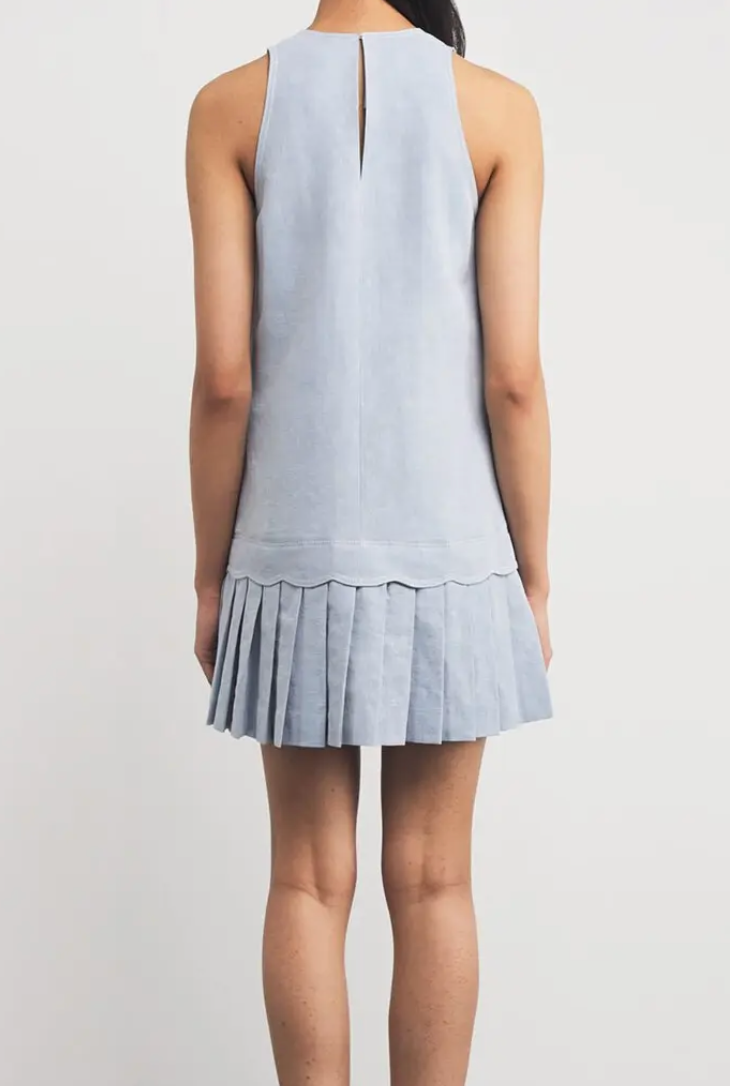 Claudie Pierlot  Denim Pleated Mini Dress
