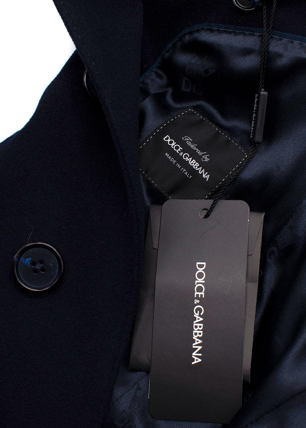 Dolce & Gabbana Navy Single Breasted Wool Coat