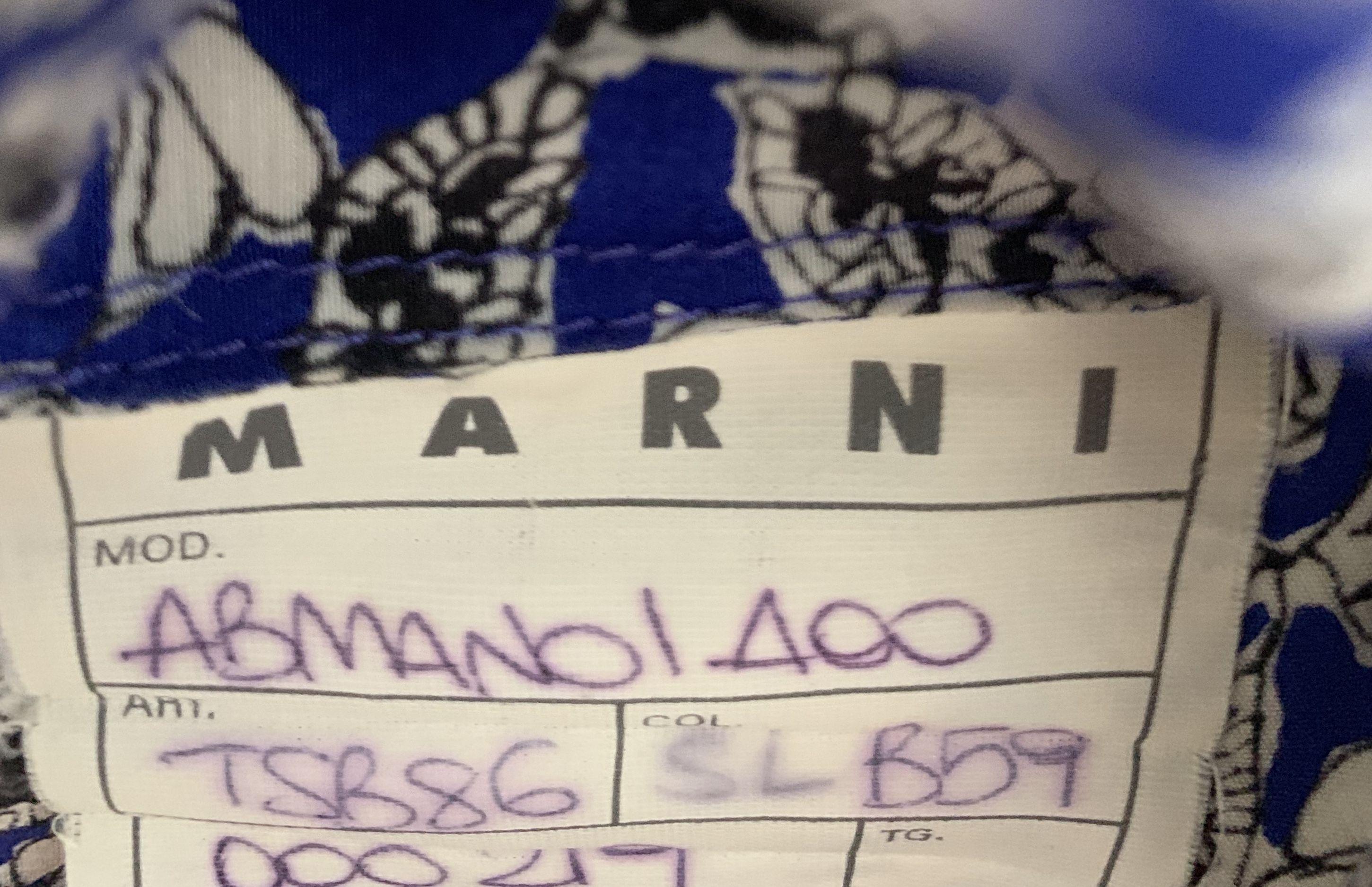 Marni Blue & White Print Ruffled Dress