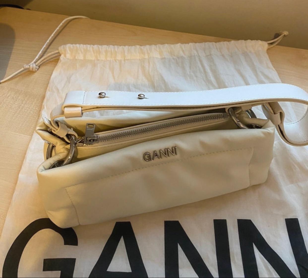 Ganni White Pillow Baguette Bag