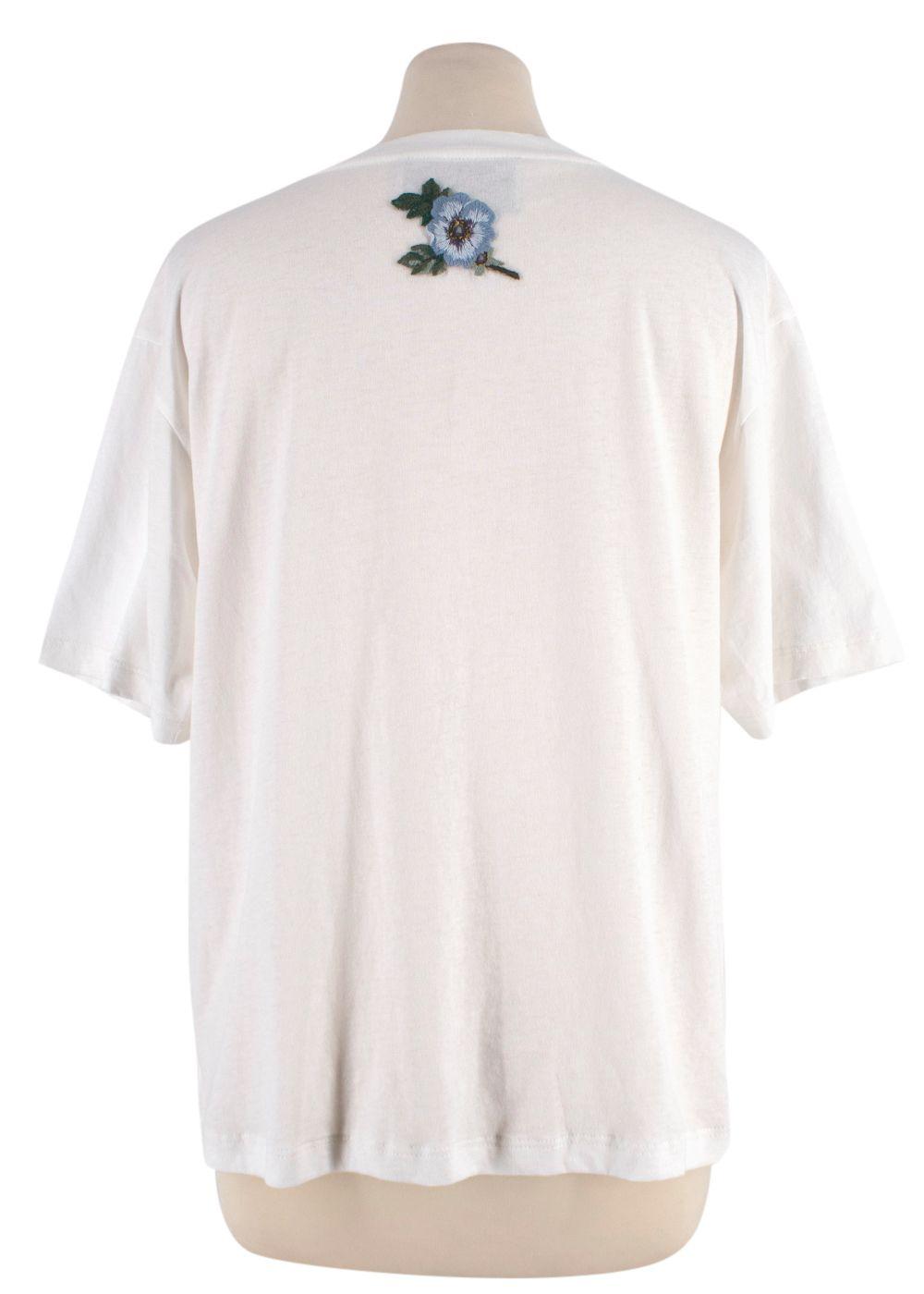 Gucci White Washed Logo Distressed Neckline  T-Shirt