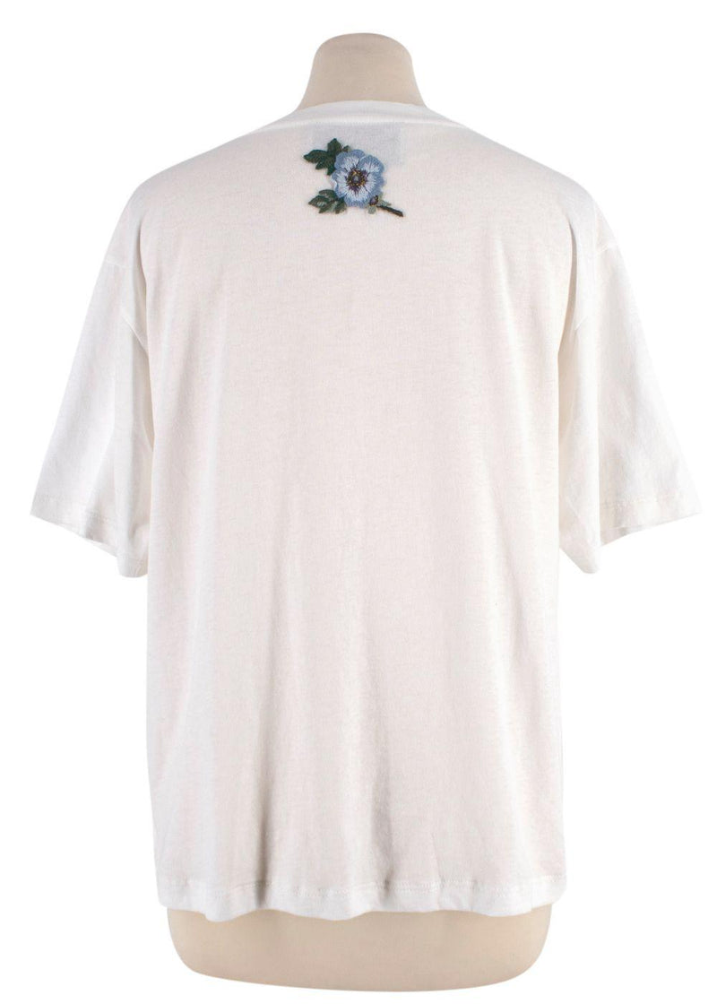 Gucci White Washed Logo Distressed Neckline  T-Shirt