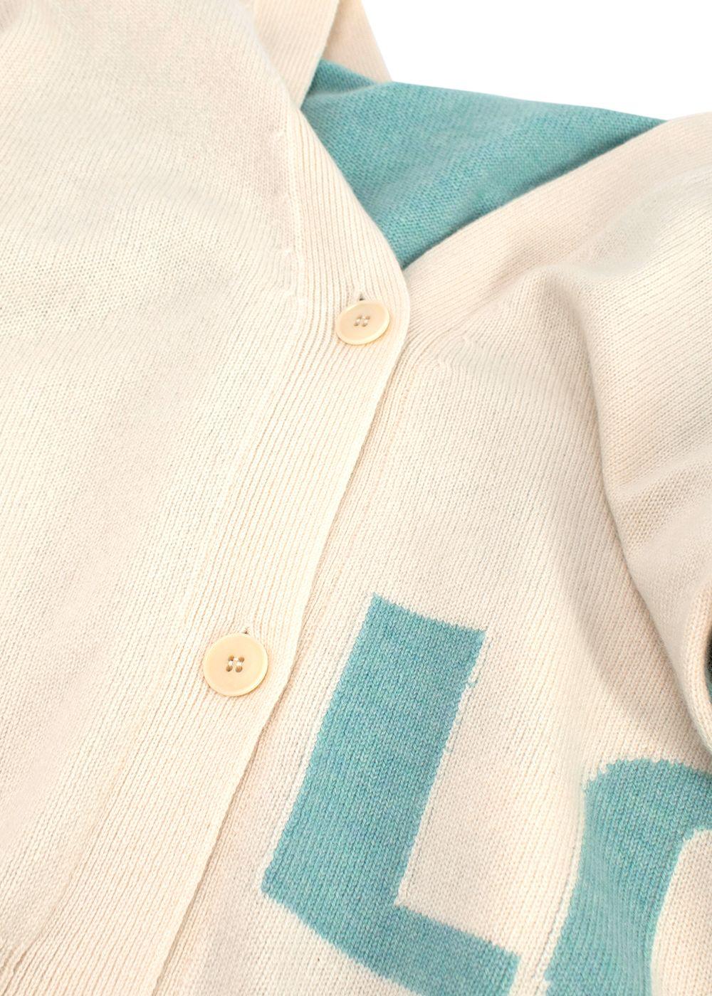 Gobi Cream and Green Cashmere LOVE Cardigan