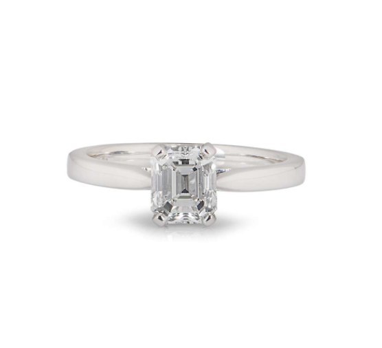 Bespoke Platinum Emerald Cut Diamond Ring