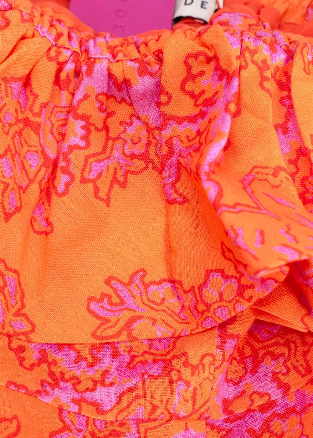 Rhode Orange Thea Linen Midi Dress
