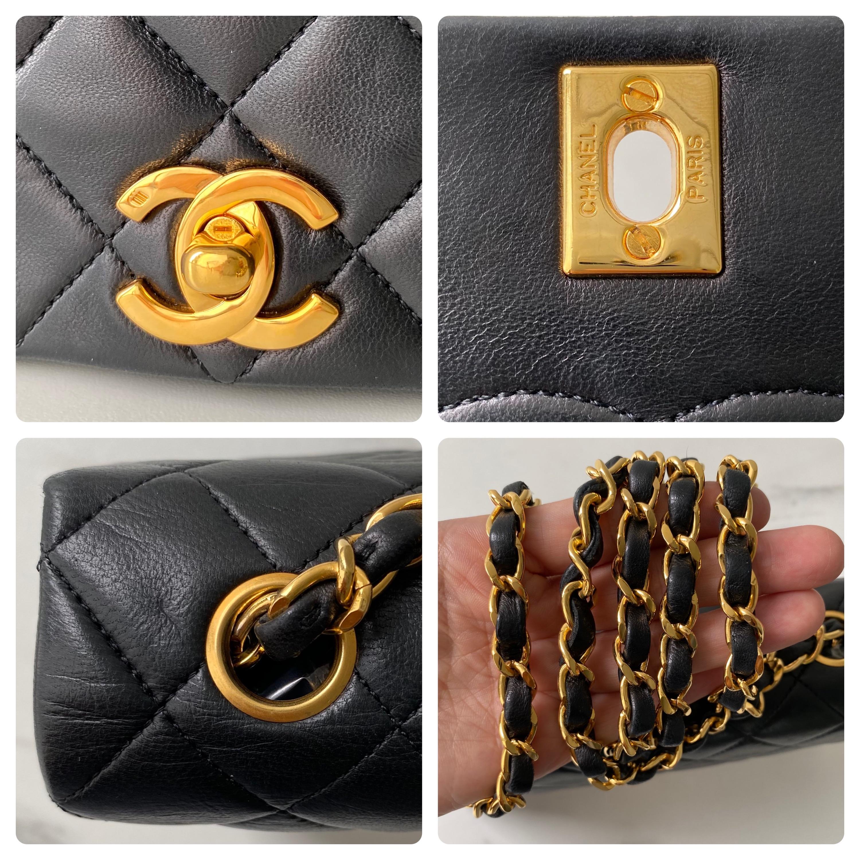 Vintage Black Leather Quilted Single Flap Bag