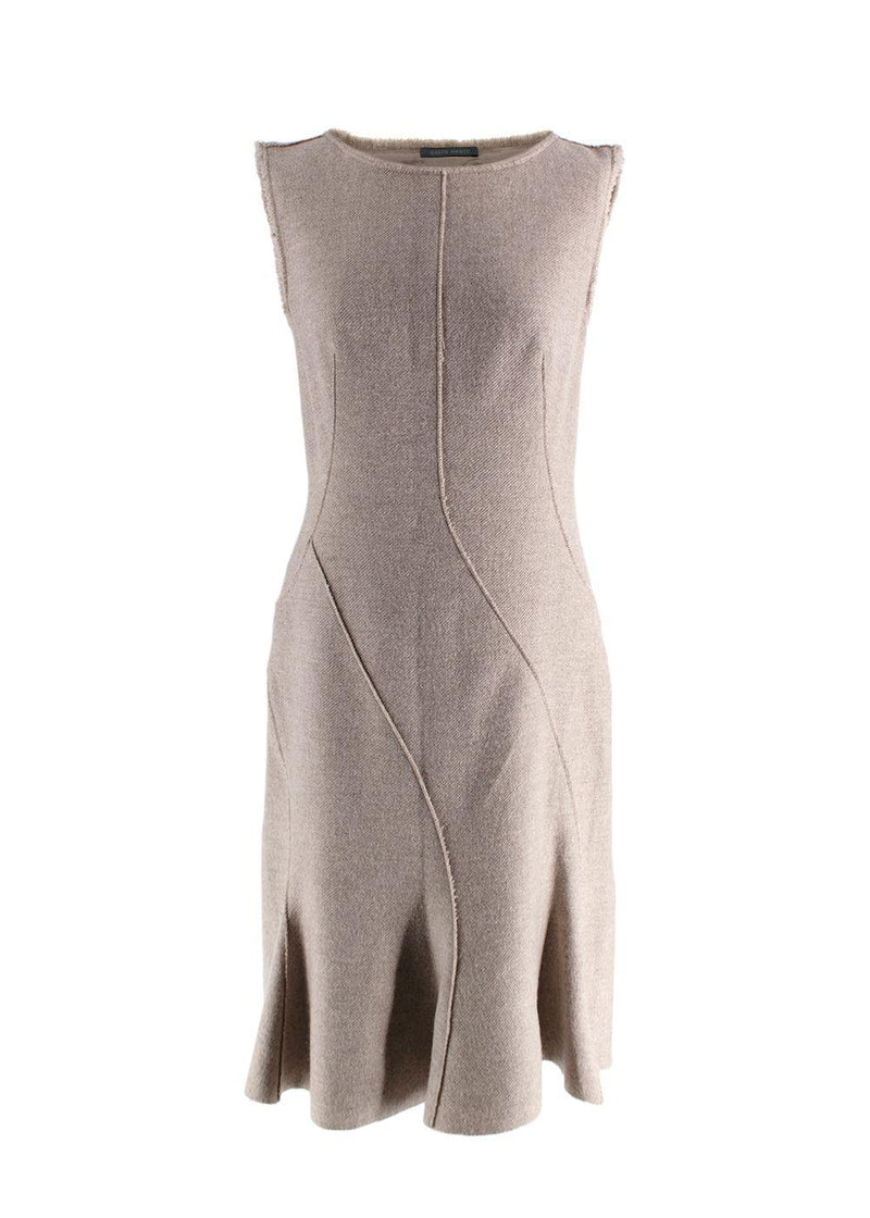 Alberta Ferretti Taupe Wool Midi Dress