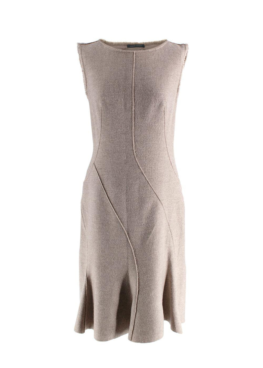 Alberta Ferretti Taupe Wool Midi Dress