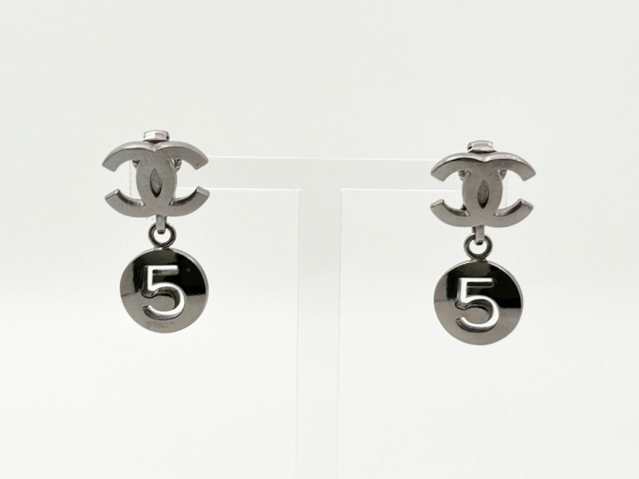 Chanel Number 5 Logo Earrings
